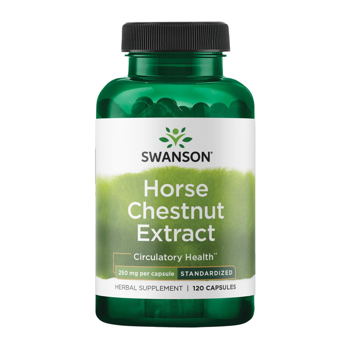 Bouteille de capsules de Gâteau de Marron d'Inde Swanson 250 mg vue de face