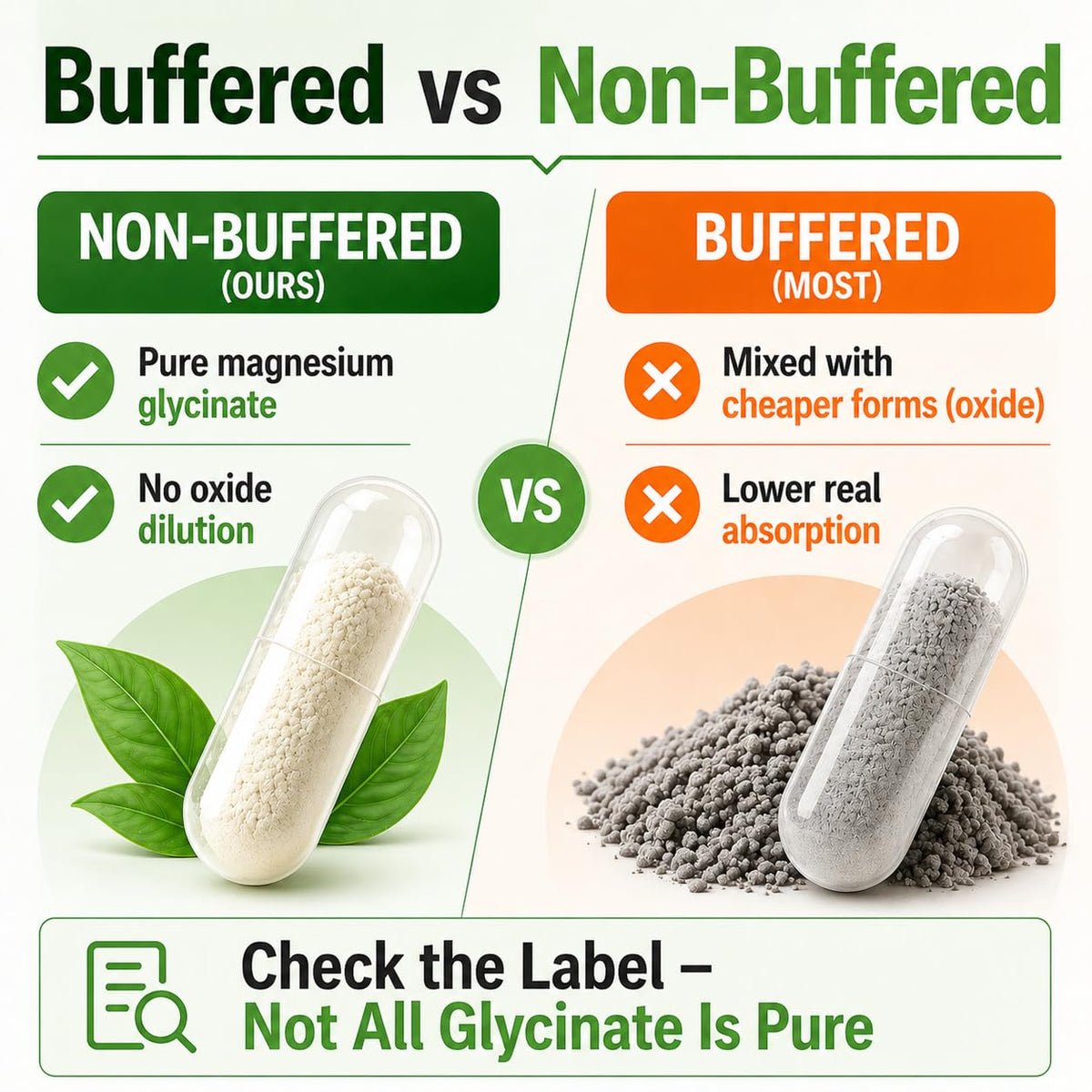 Bouteille de capsules de glycinate de magnésium pur HCL HERBAL CODE LABS