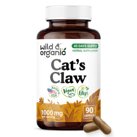 Bouteille de capsules de griffe du chat Wild & Organic 1000 mg vue de face