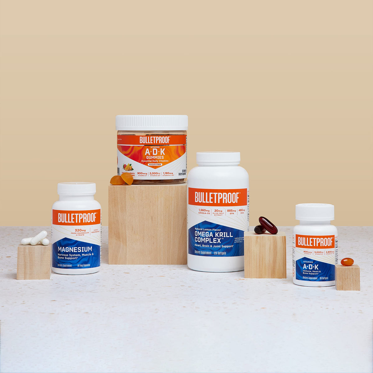 Bouteille de capsules de magnésium Bulletproof avec fond naturel