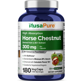 Bouteille de capsules de Marron d'Inde NusaPure 300mg vue de face