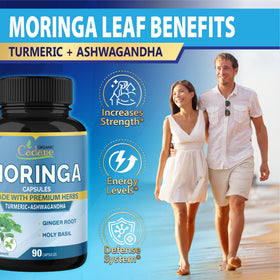 Bouteille de capsules de Moringa Organic Cadane avec étiquette