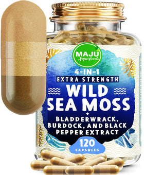 Bouteille de capsules de mousse de mer irlandais Maju Superfoods 120ct