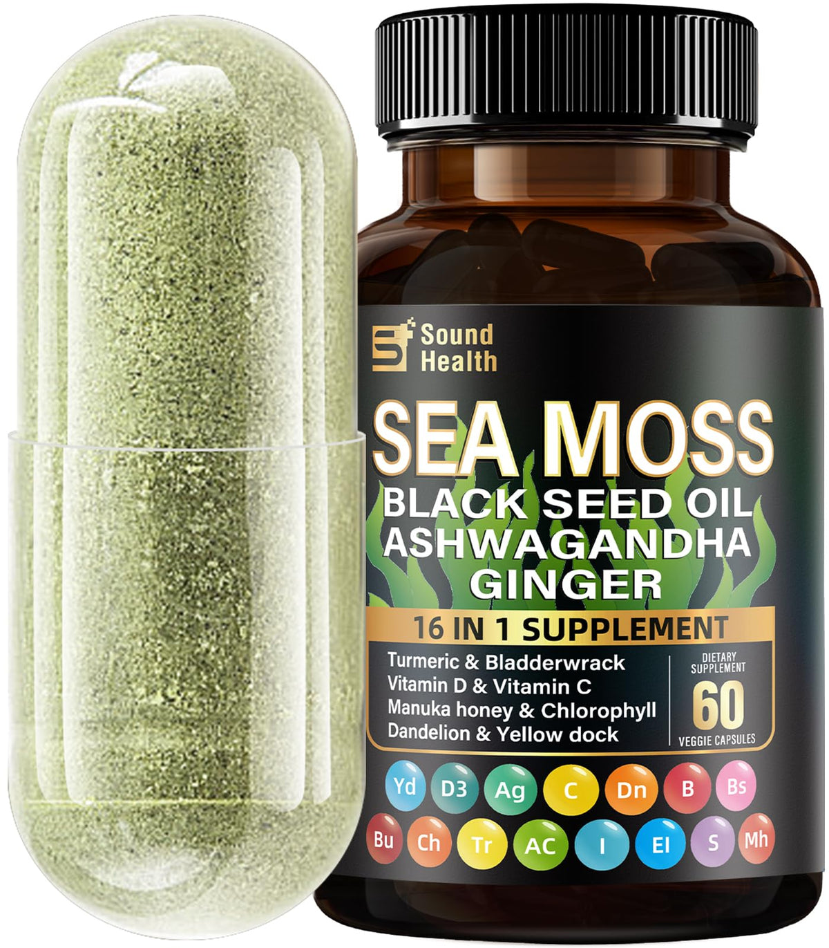 Bouteille de capsules de mousse irlandaise SoundHealth vue de face