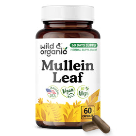 Bouteille de capsules de mullein Wild & Organic vue de face