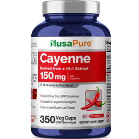 Bouteille de capsules de Piment de Cayenne NusaPure 150 mg vue de face