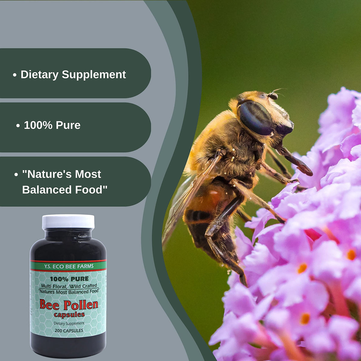 Bouteille de capsules de pollen d'abeille avec clé porte-clés
