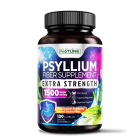 Bouteille de capsules de psyllium Built by Nature, 120 capsules