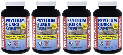 Bouteille de capsules de psyllium Yerba Prima, 180 capsules