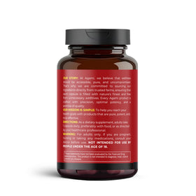 Bouteille de capsules de racine de betterave Agami avec des capsules à côté