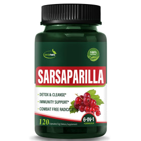 Bouteille de capsules de racine de salsepareille Verdeherb vue de face