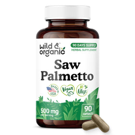 Bouteille de capsules de Saw Palmetto Wild & Organic vue de face
