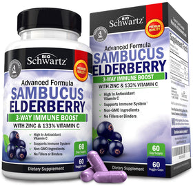 Bouteille de capsules de sureau BioSchwartz avec 60 comprimés