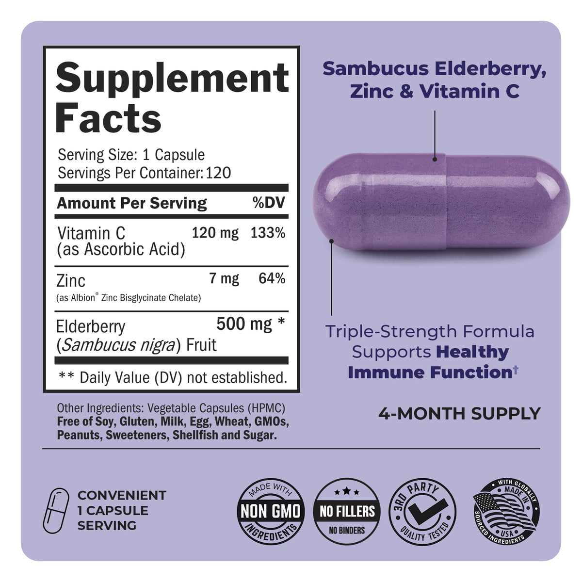 Bouteille de capsules de sureau BioSchwartz ouverte avec capsules visibles