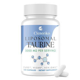 Bouteille de capsules de taurine liposomale Clenoriko 3000mg vue de face