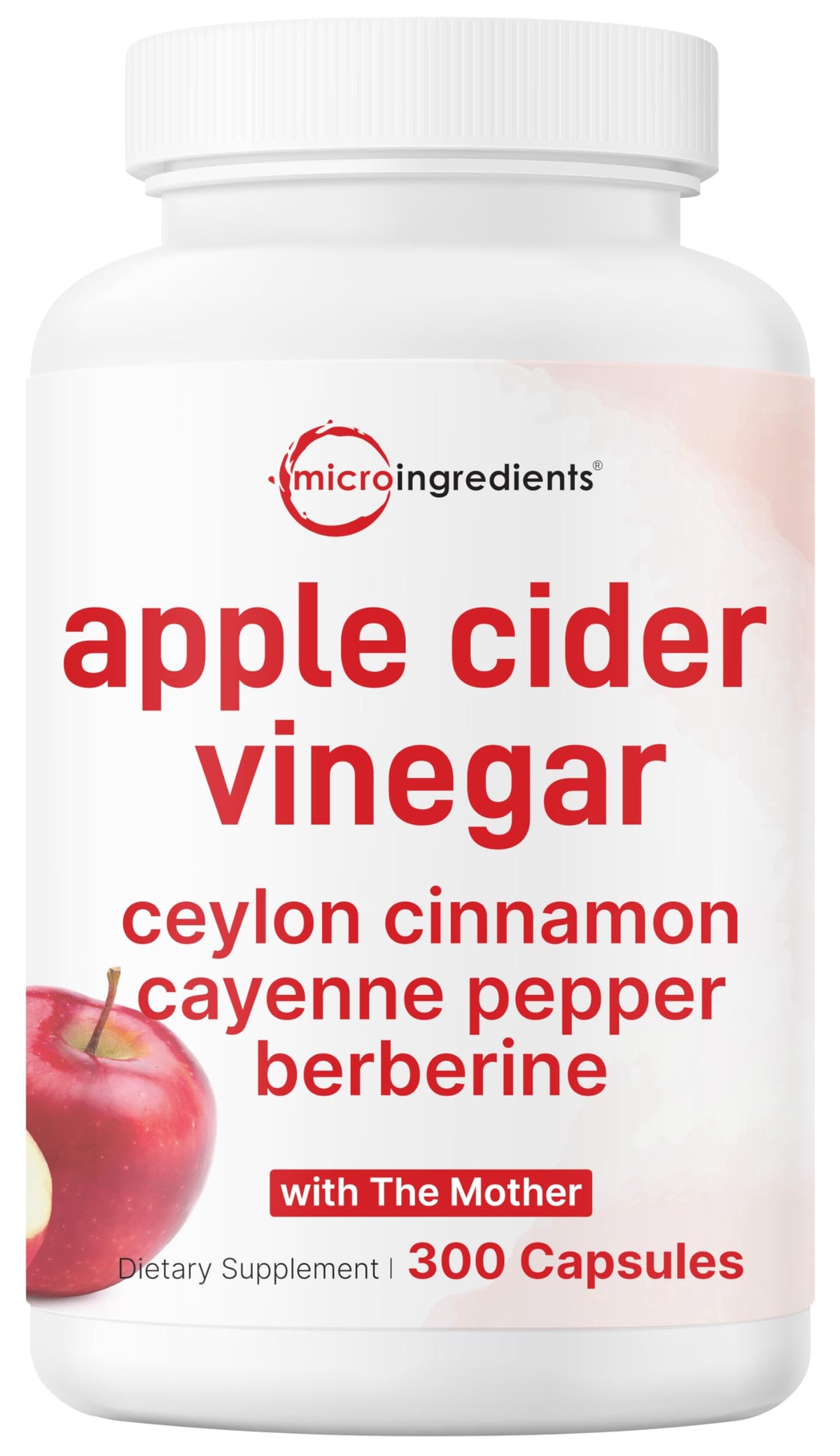 Bouteille de capsules de vinaigre de pomme Micro Ingredients vue de face