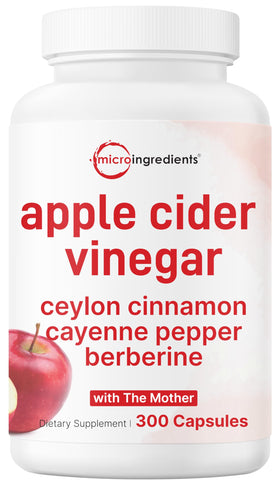 Bouteille de capsules de vinaigre de pomme Micro Ingredients vue de face