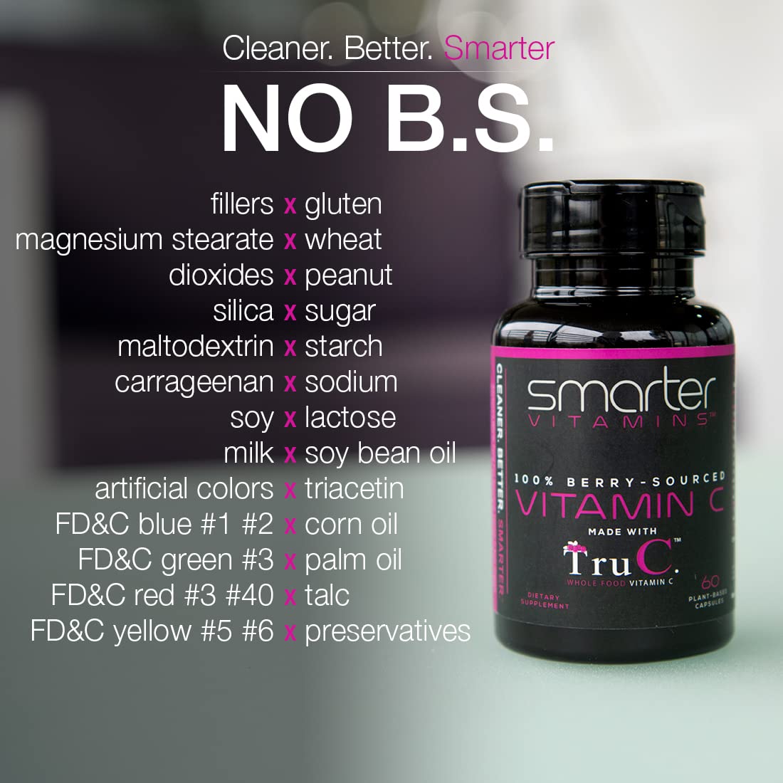 Bouteille de capsules de vitamine C avec étiquette visible