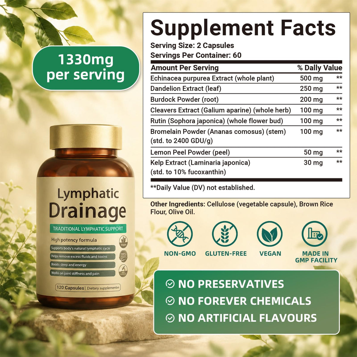 Bouteille de capsules FRZVEO avec fond naturel