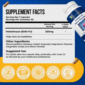 Bouteille de capsules Nattokinase Nature's Nectar 250mg