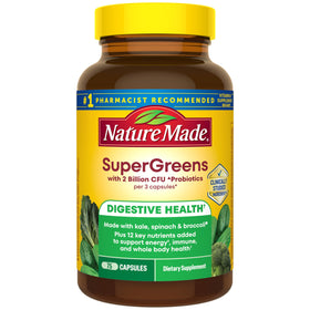 Bouteille de capsules Nature Made Super Greens avec Probiotiques, 75 capsules