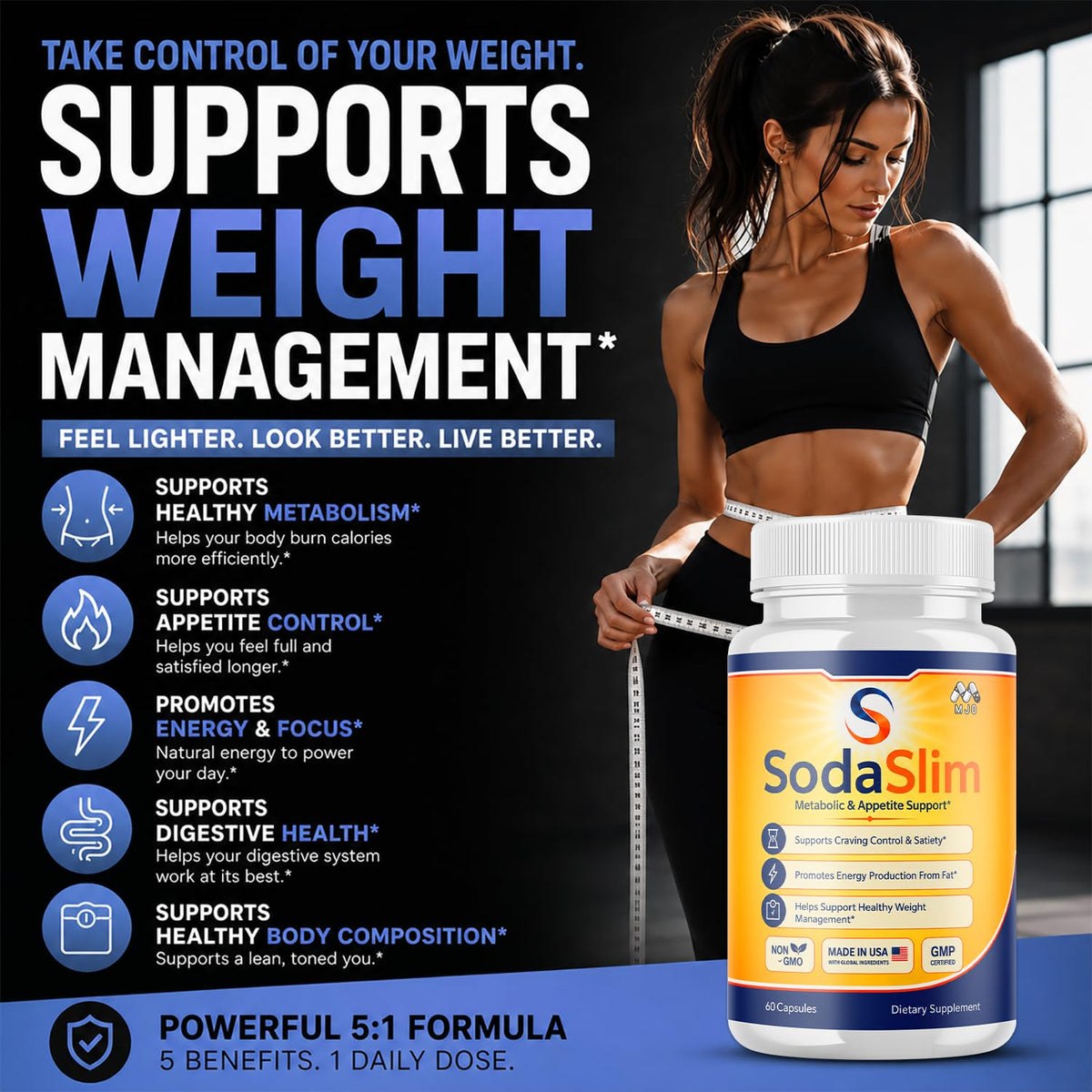 Bouteille de Capsules SodaSlim MJO avec étiquette visible