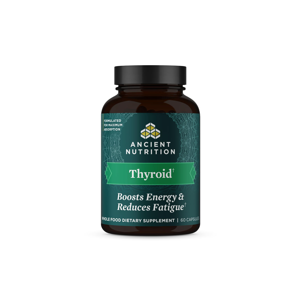 Bouteille de capsules thyroïdiennes Ancient Nutrition 60 capsules vue de face