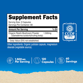 Bouteille de capsules végétariennes Nutricost Champignon Reishi