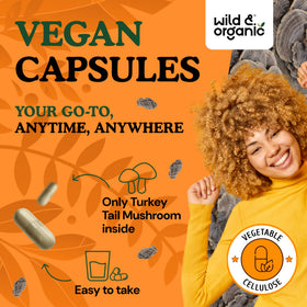 Bouteille de capsules Wild & Organic avec étiquette visible
