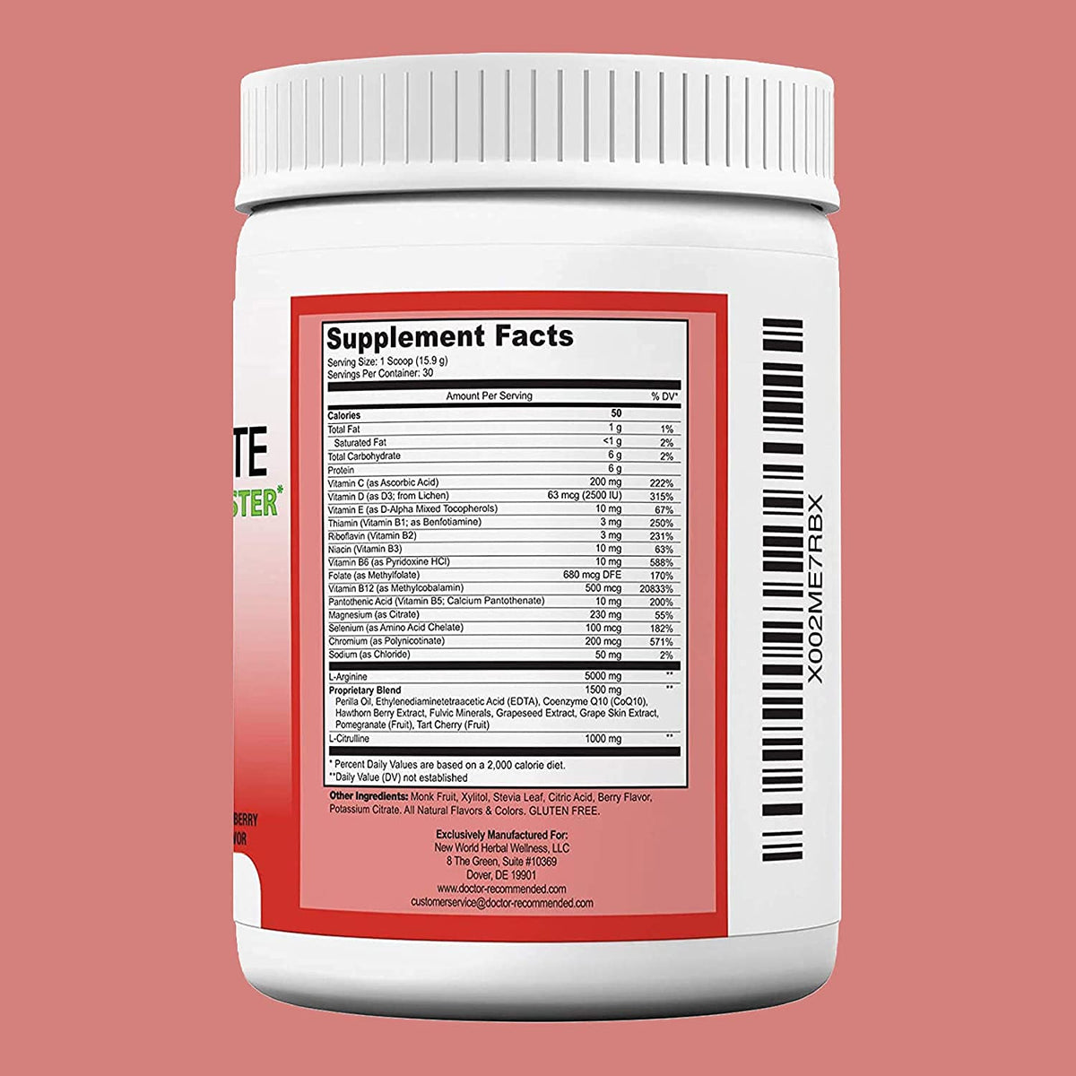 Bouteille de Cardio Complete ouverte avec poudre à l'intérieur