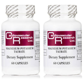Bouteille de Cardiovascular Research Magnésium-Potassium Taurate 60 capsules vue de face
