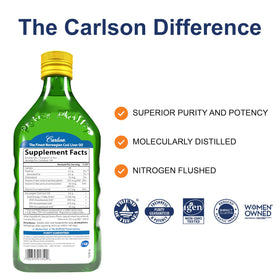 Bouteille de Carlson Huile de Foie de Morue 1100 mg avec étiquette