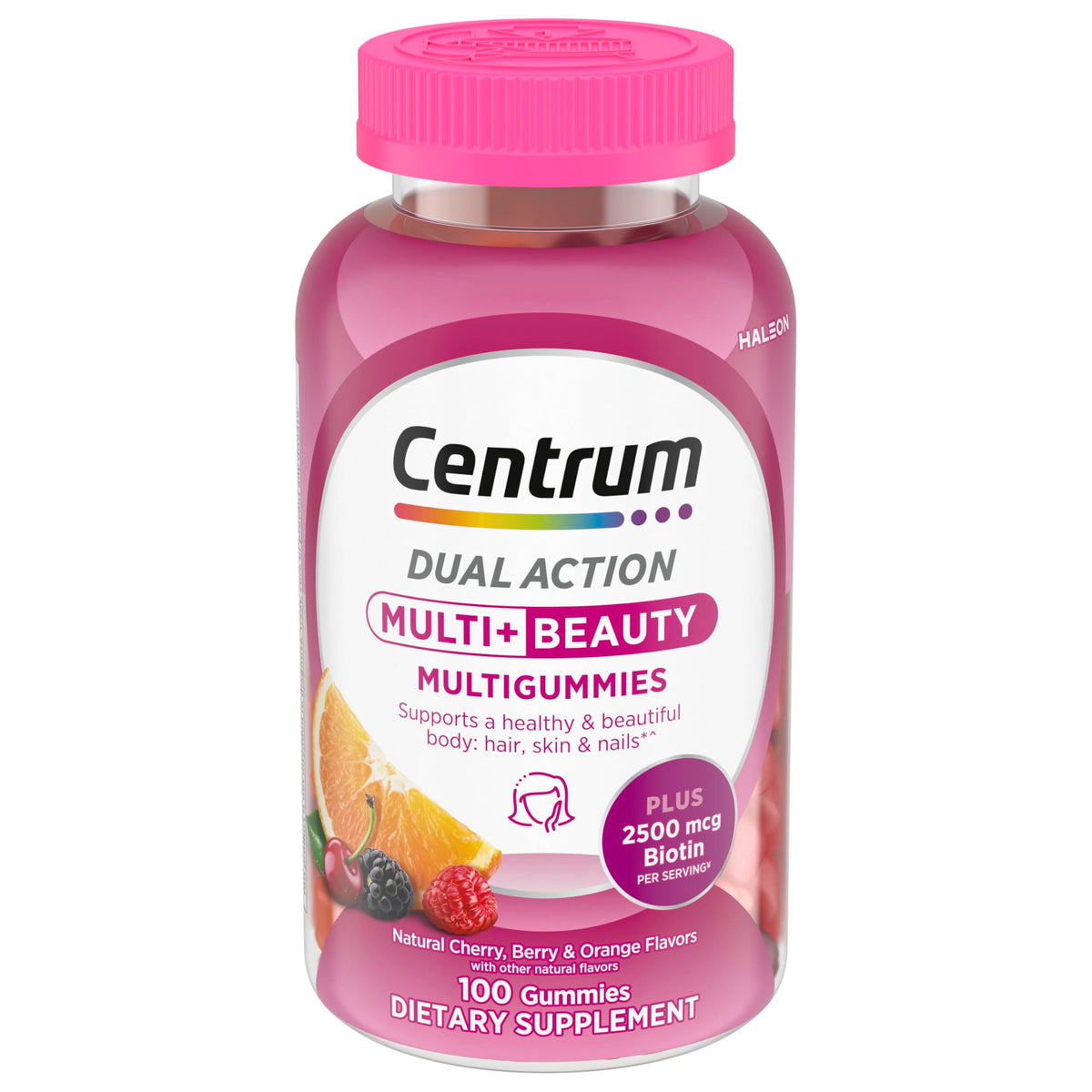 Bouteille de Centrum MultiGummies Beauté 100 comprimés vue de face