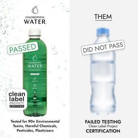 Bouteille de Chlorophyll Water dans un cadre naturel