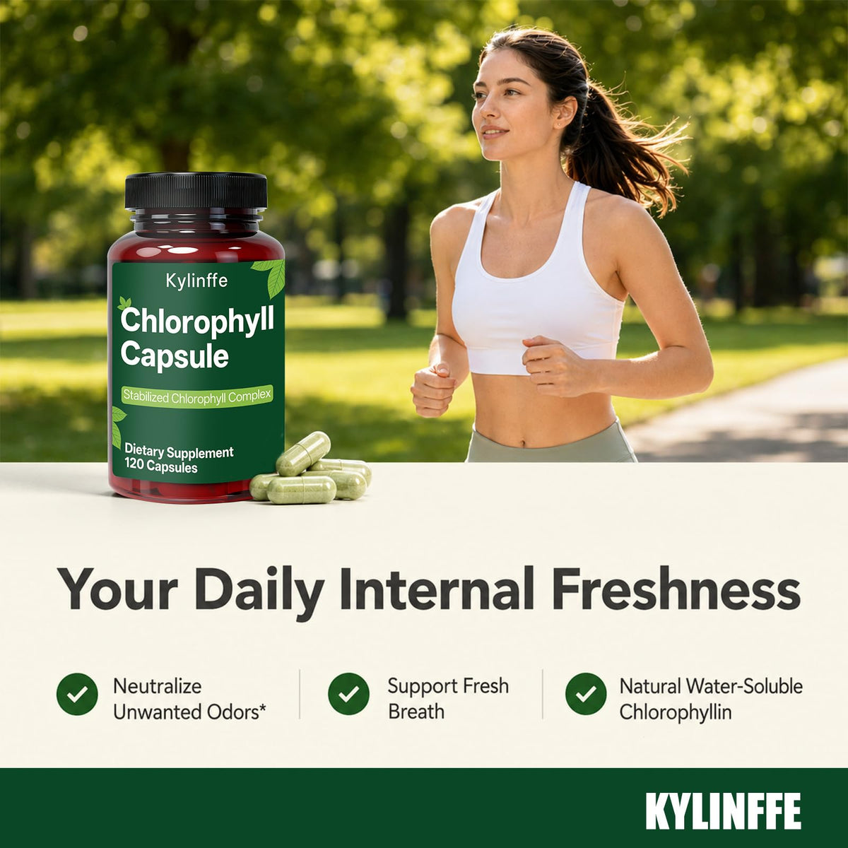 Bouteille de chlorophylle Oopeatol avec étiquette visible
