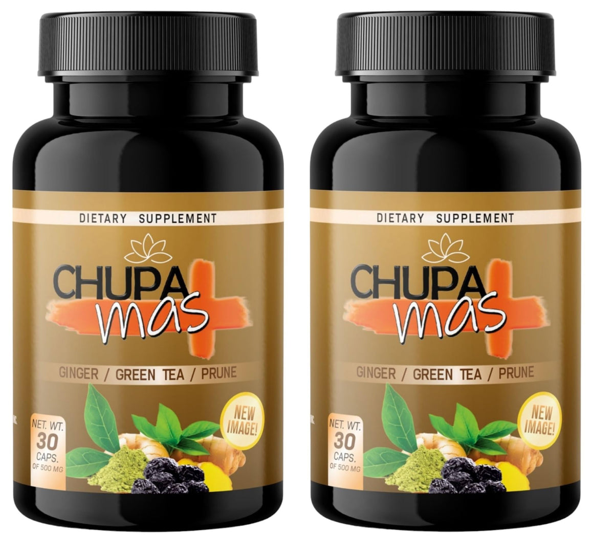 Bouteille de ChupaMas 60 capsules avec étiquette visible