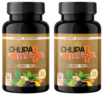 Bouteille de ChupaMas 60 capsules avec étiquette visible