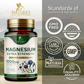 Bouteille de citrate de magnésium Nature's Nutrition avec étiquette