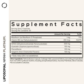 Bouteille de Codeage Liposomal NMNH Platinum 500mg avec étiquette