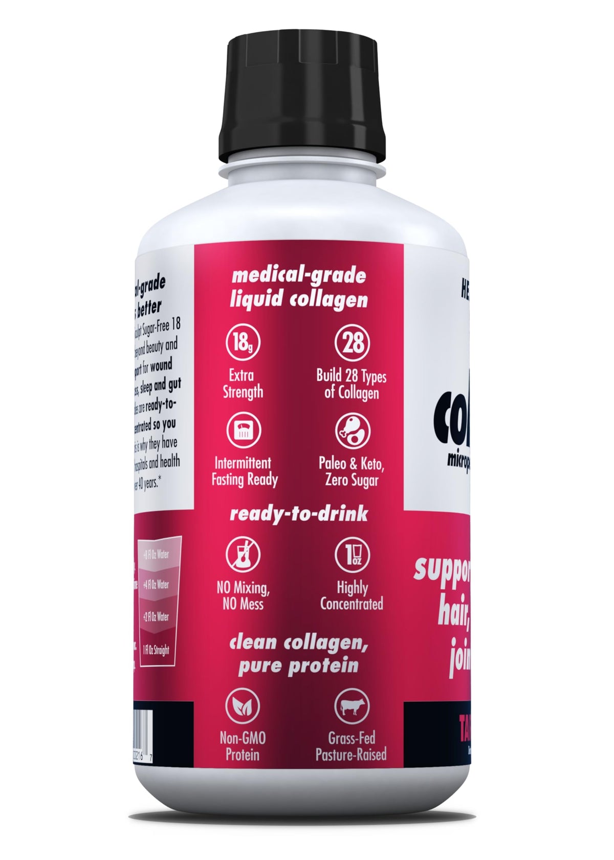 Bouteille de collagène liquide AminoSculpt sur une table