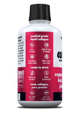 Bouteille de collagène liquide AminoSculpt sur une table