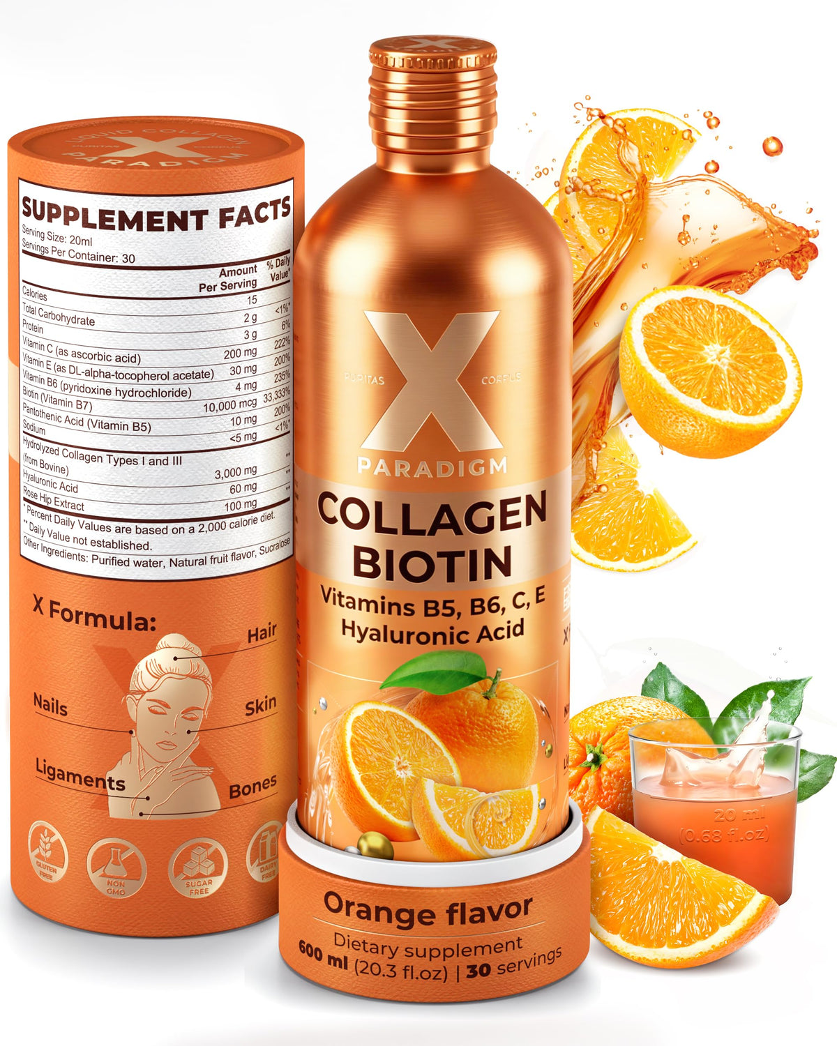 Bouteille de collagène liquide XParadigm 600ml vue de face