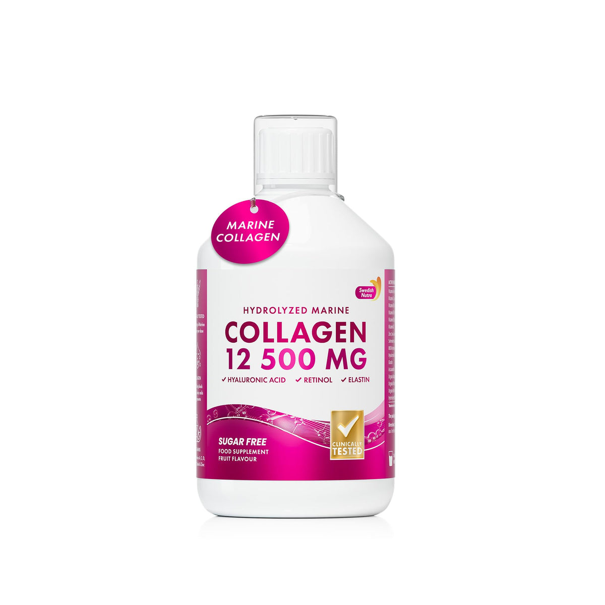 Bouteille de collagène marin liquide Swedish Nutra 500 ml vue avant