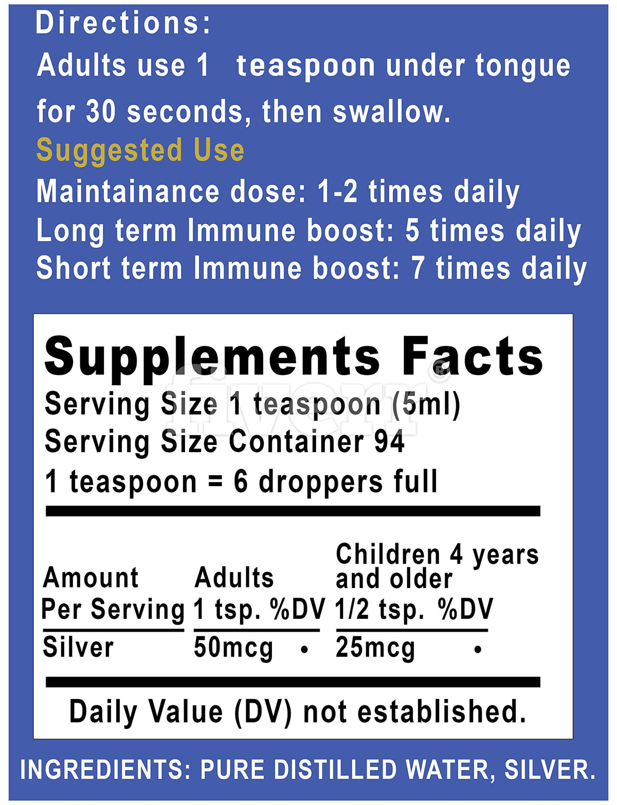 Bouteille de Colloidal Silver 10 PPM avec couvercle ouvert