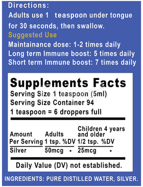 Bouteille de Colloidal Silver 10 PPM avec couvercle ouvert