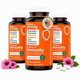 Bouteille de complément alimentaire dose + remedy 180 capsules