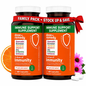 Bouteille de complément alimentaire dose + remedy Quercétine 500mg 120 capsules vue de face