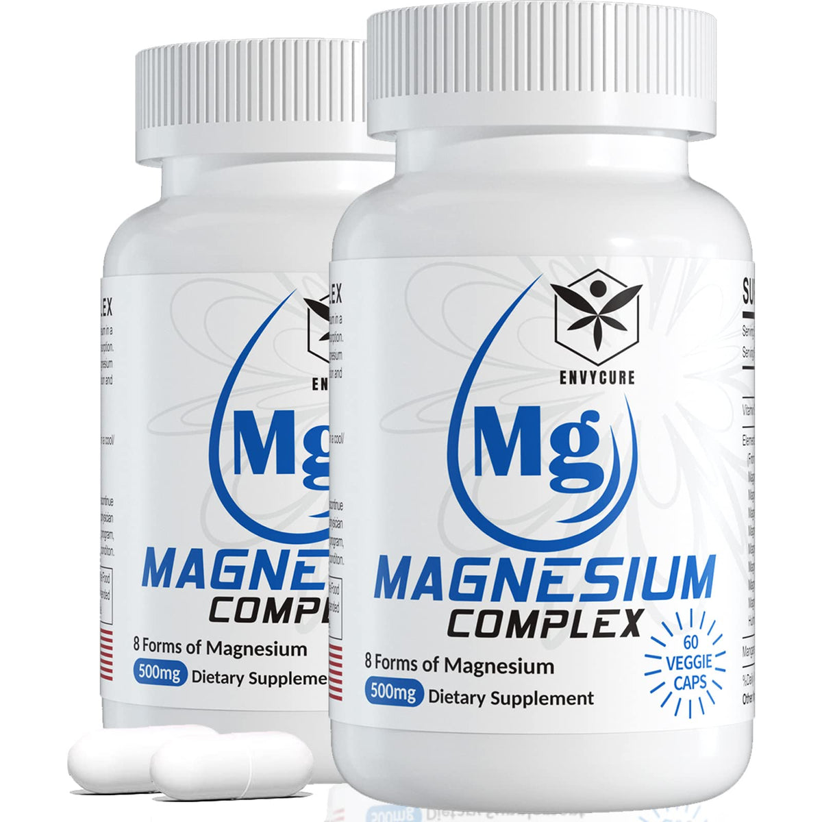 Bouteille de complément alimentaire EnvyCure Magnésium 500mg vue de face