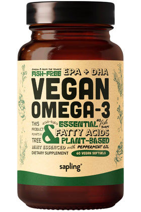 Bouteille de complément alimentaire Omega 3 Végétal sapling, vue de face