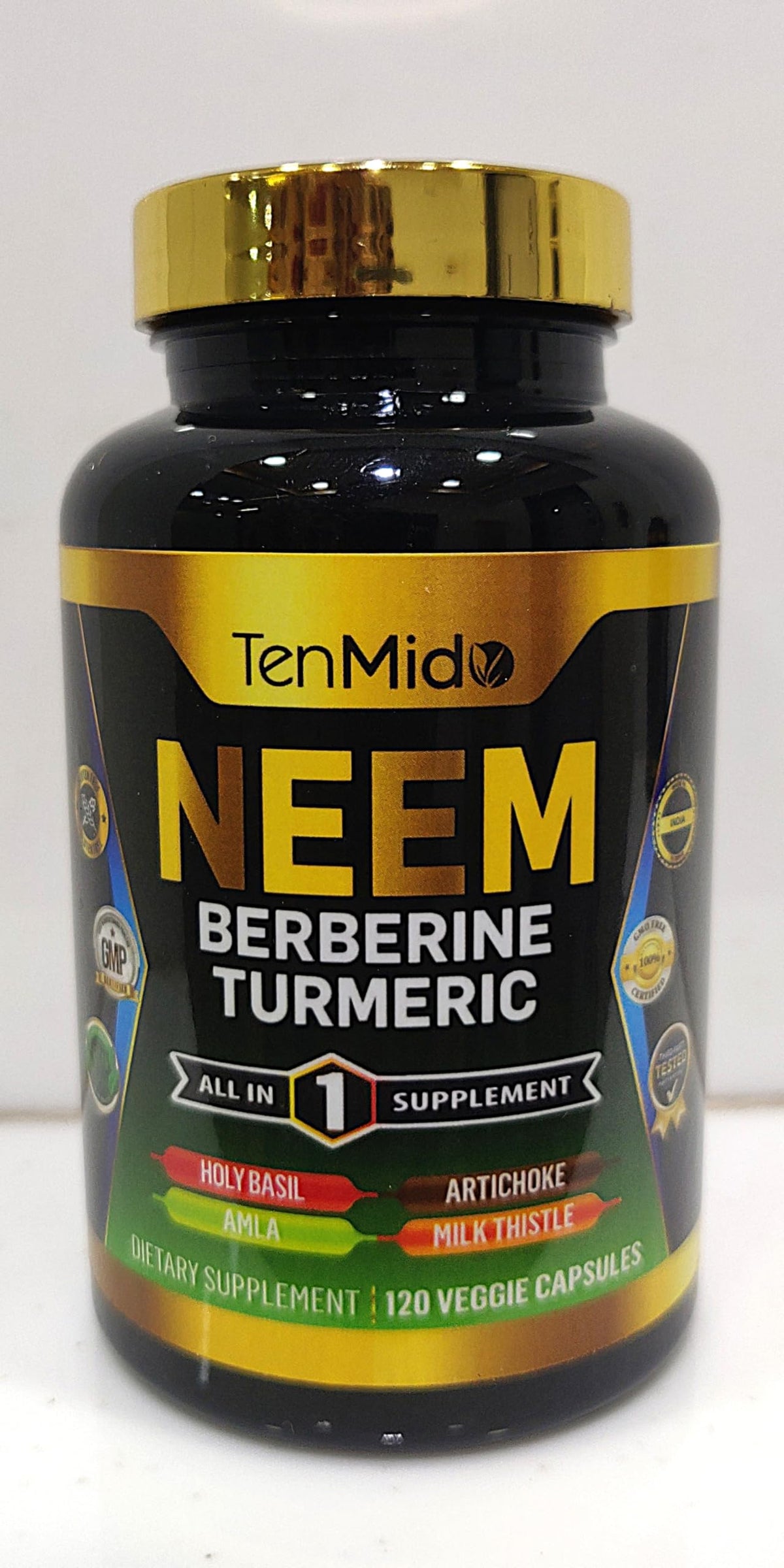 Bouteille de complément alimentaire Tenmido Neem 120 capsules vue de face